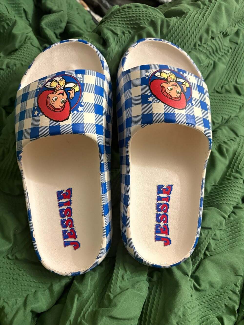 Toy Story Jessie Blue Gingham Comfort Slides Size 7
